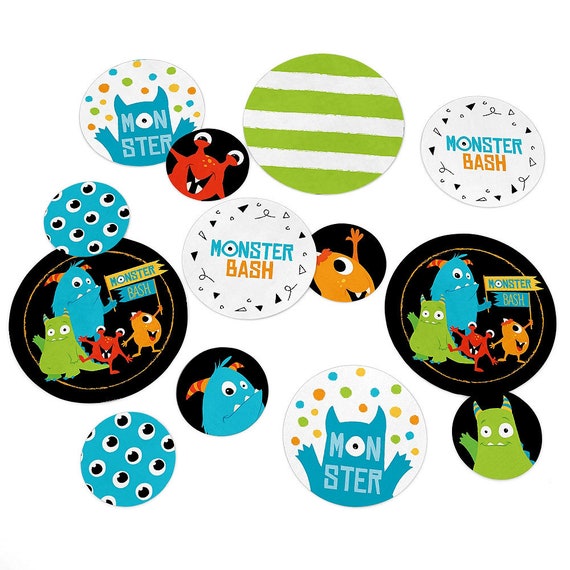 Monster Bash Confettis De Cercle Geant Little Monster Baby Etsy France