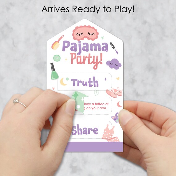 Big Dot Of Happiness Pajama Slumber Party Pull Tab Game - 12 Cards With Truth, Dare, Share Prompts For Girls Sleepover Fun - View #11