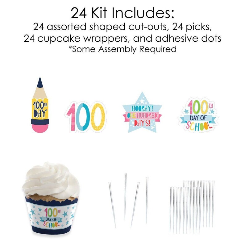 Happy 100th Day of School Cupcake Decoration 100 Days | Etsy