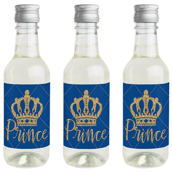 Royal Prince Charming - Mini Wine and Champagne Bottle Label Stickers - Baby Shower or Birthday Party Favor Gift for Women & Men - Set of 16 Il_570xn