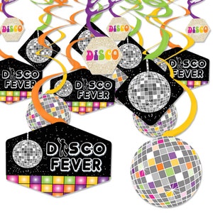 70&#39;s Disco Party Hanging Decorations - Hanging Party Supplies - 1970s Disco Fever Decade Party Swirls - Paper Decoration Swirls - Set of 40