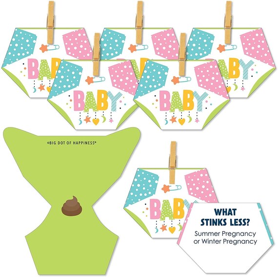 Colorful Baby Shower Baby Shower Conversation Starter 2in1 Dirty