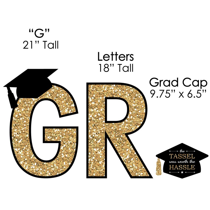 Tassel Worth The Hassle Gold Yard Sign Outdoor Lawn Decorations Graduation Party Yard Signs GRAD image 5