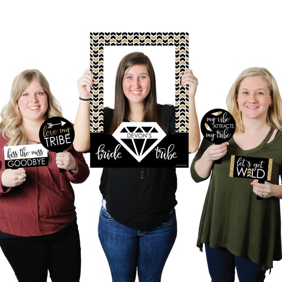 Bride Tribe - Bachelorette Party - Personalized Selfie Photo Booth Picture Frame & Props - Bride Tribe - Printed on Sturdy Material Il_570xn