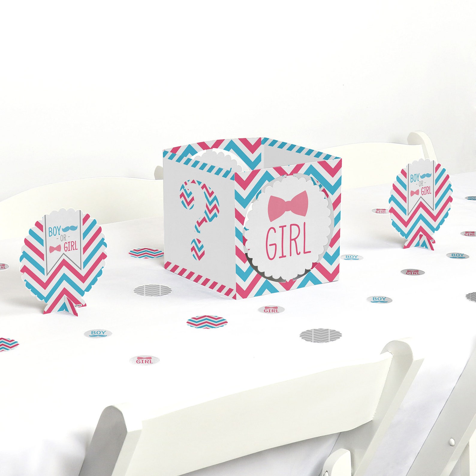 Gender Reveal Centerpiece & Table Decoration Kit Chevron Etsy