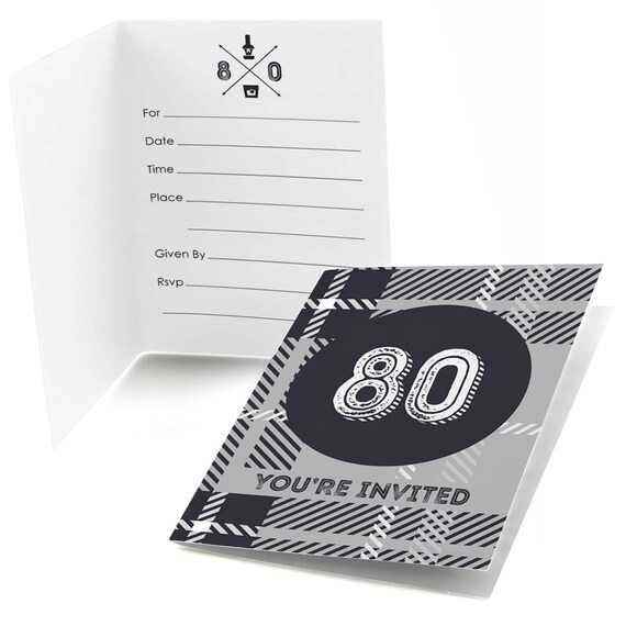 80th birthday fill in invites 80th milestone birthday invitations foldable birthday invitations