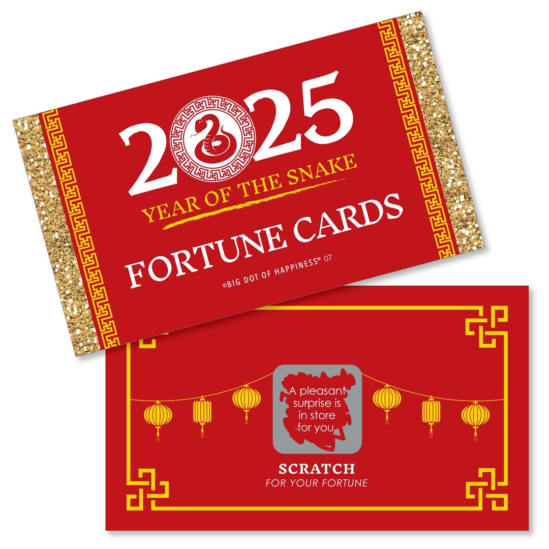 Chinese New Year 2025 Year of the Snake Party Scratch off Fortune Cards