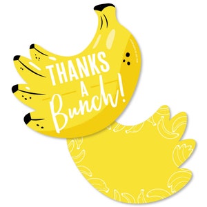 Let&#39;s Go Bananas - Shaped Thank You Cards - Tropical Party Thank You Note Cards with Envelopes - Set of 12