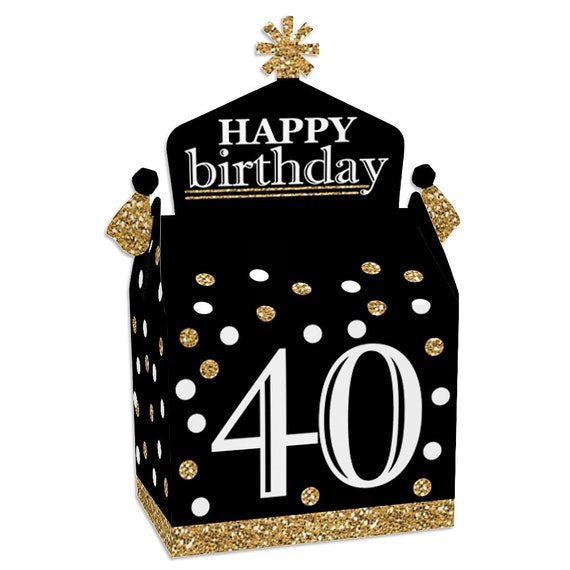 Adult 40th Birthday - Gold - Treat Box Party Favors - Birthday Party ...