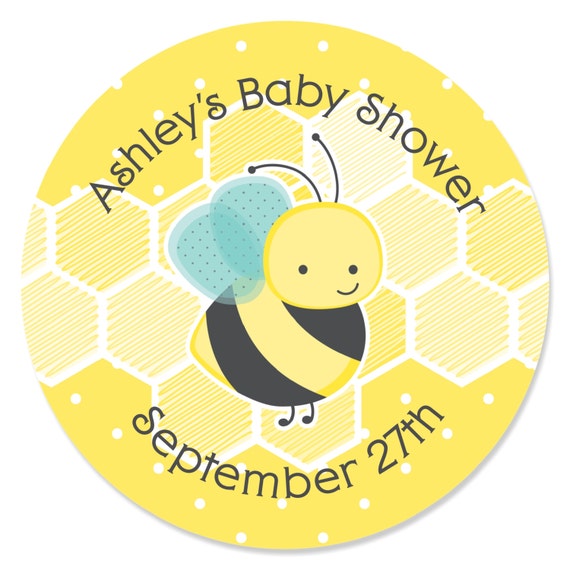 24 Honey Bee Circle Stickers Personalized Baby Shower Birthday