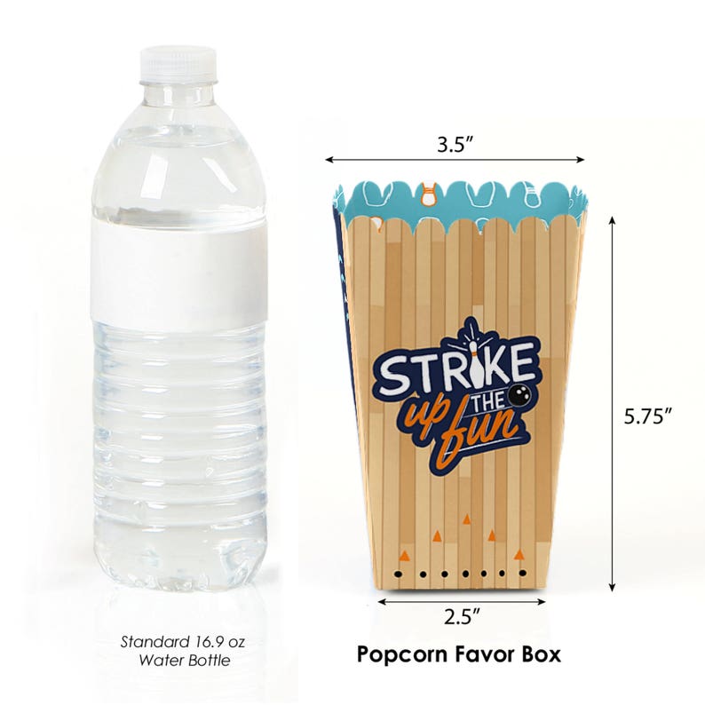 Bowling Party /& Birthday Favor Boxes 12 Pack - Movie Theatre Style Personalized Treat Box Strike Up the Fun Bowling Popcorn Boxes