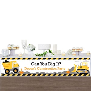 Dig It Construction Party Zone Personalized Baby Shower or Birthday Party Banner image 3