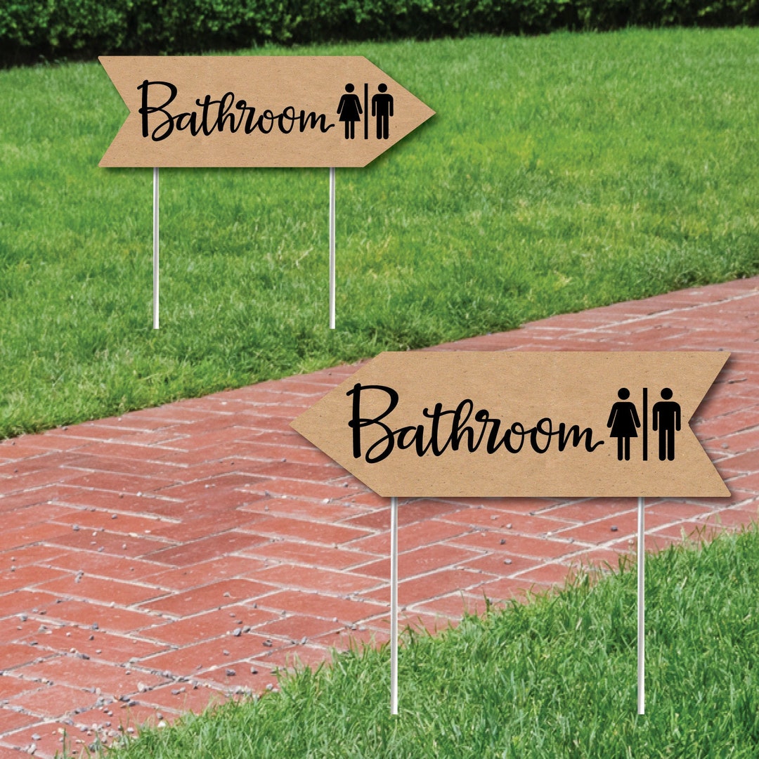 Wedding & Reception Signs Rustic Wedding Bathroom Sign Double Sided