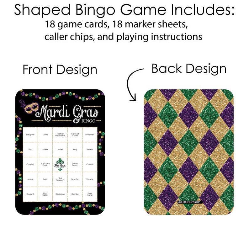 mardi gras bingo cards