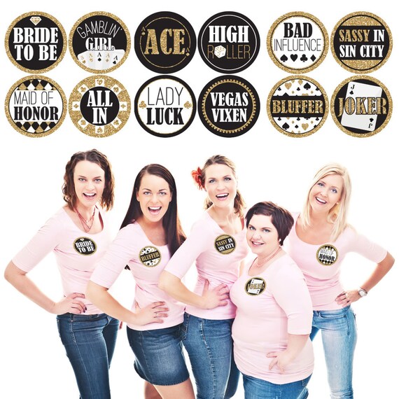 Vegas Before Vows - Bridal Shower or Bachelorette Party Name Badges - Set of 12 Las Vegas Name Tag Stickers - Bridal Shower Badges - 12 Ct. Il_570xn