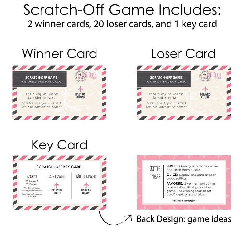 Precious Cargo Pink Baby Shower Scratch Off Game 22 Girl Baby Shower Game Cards