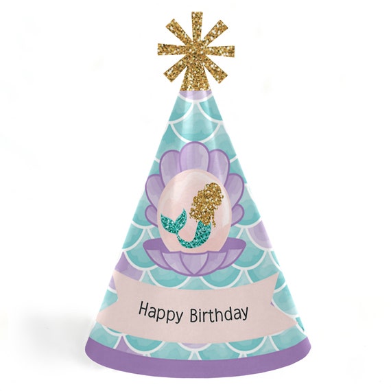 Mermaids Birthday Party Hats - Cone Happy Birthday Party Hats for Kids and Adults - Set of 8 (Standard Size) Il_570xn
