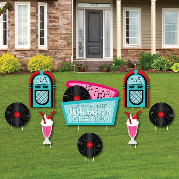 50 S Sock Hop 1950s Rock N Roll Party Shaped Lawn Decorations