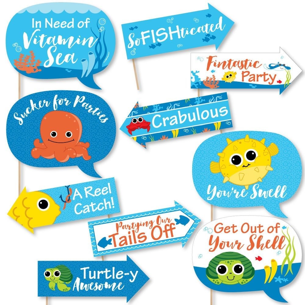 Funny Under The Sea Critters Photo Booth Props Birthday Party Photo Booth Prop Kit Baby Sea Critter Baby Shower Photo Props