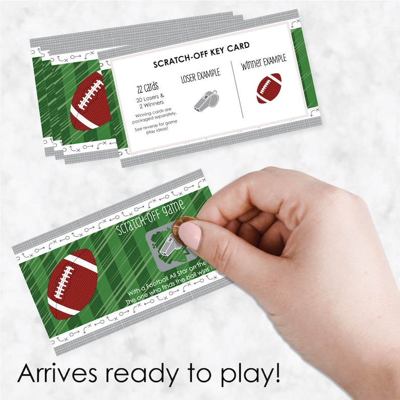 End Zone Football Baby Shower or Birthday Party Scratch Off Games 22 Football Scratch Off Game Cards image 3