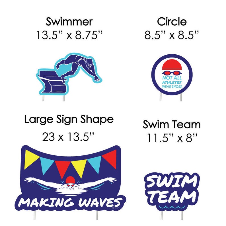 Shaped Lawn Decorations Making Waves Swim Team Outdoor Yard Decorations Swim Party Yard Signs Swimming Lawn Ornaments 8 Pc