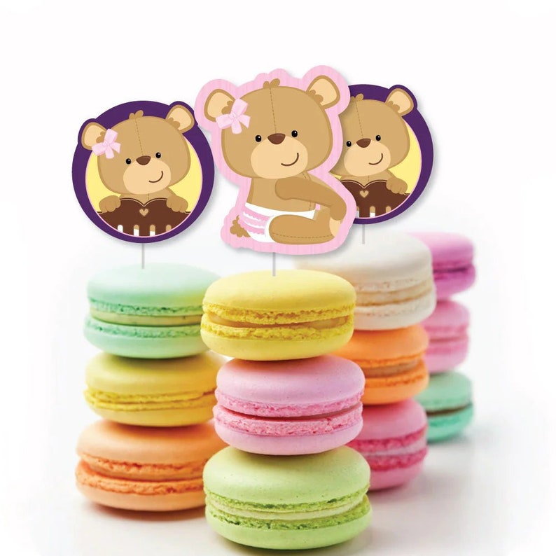 Baby Girl Teddy Bear Dessert Cupcake Toppers Teddy Bear - Etsy