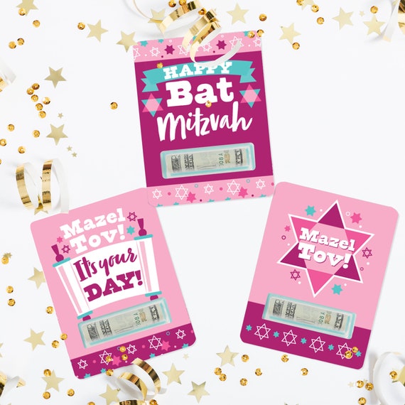 Pink Bat Mitzvah DIY Assorted Girl Party Cash Holder Gift Funny