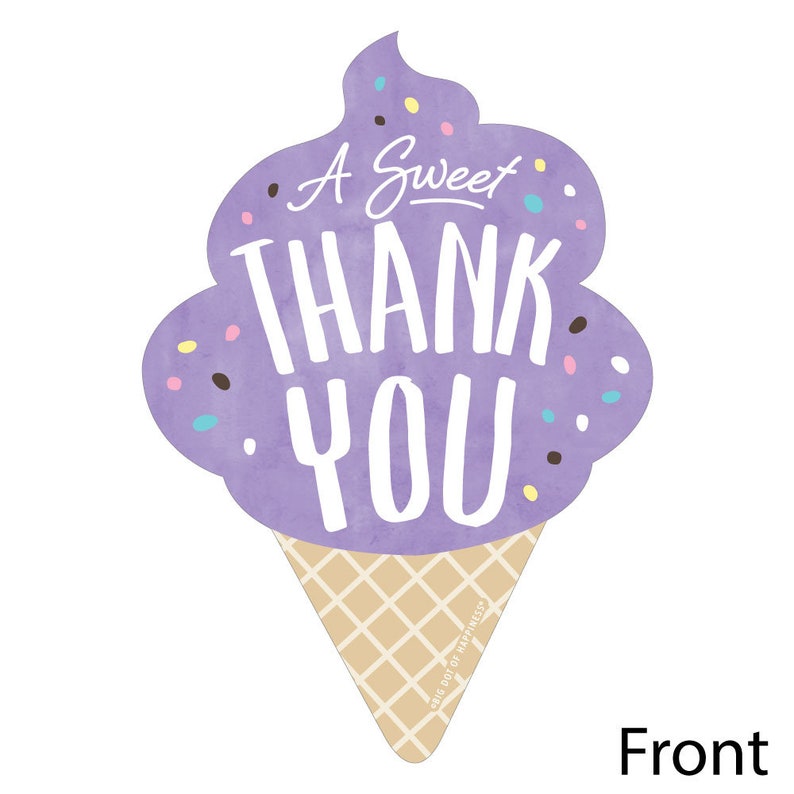 Scoop up the Fun Ice Cream Cone Shaped Thank You Cards Etsy