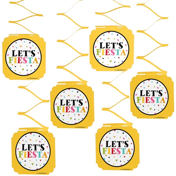 Let's Fiesta - Mexican Fiesta - Hanging Decorations - Cinco de Mayo Hanging Decorations - Mexican Party Party Supplies - Set of 6 Il_570xn