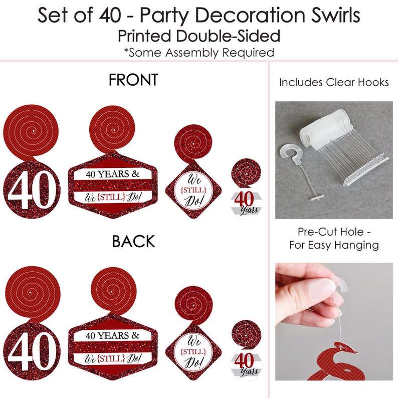 We Still Do 40th Wedding Anniversary Anniversary Party Hanging Decor Party Decoration Swirls Set of 40 image 5