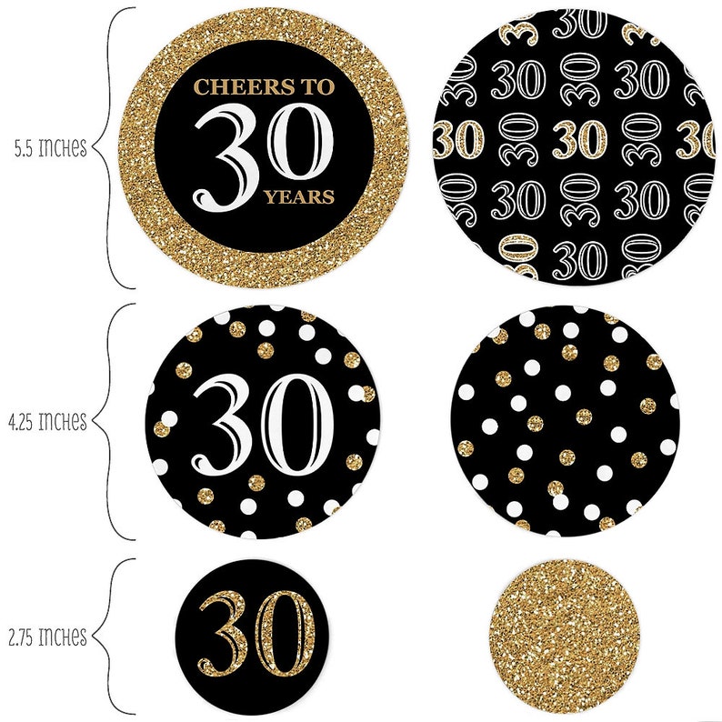 Adult 30th Birthday Gold Giant Circle Confetti Thirtieth Etsy