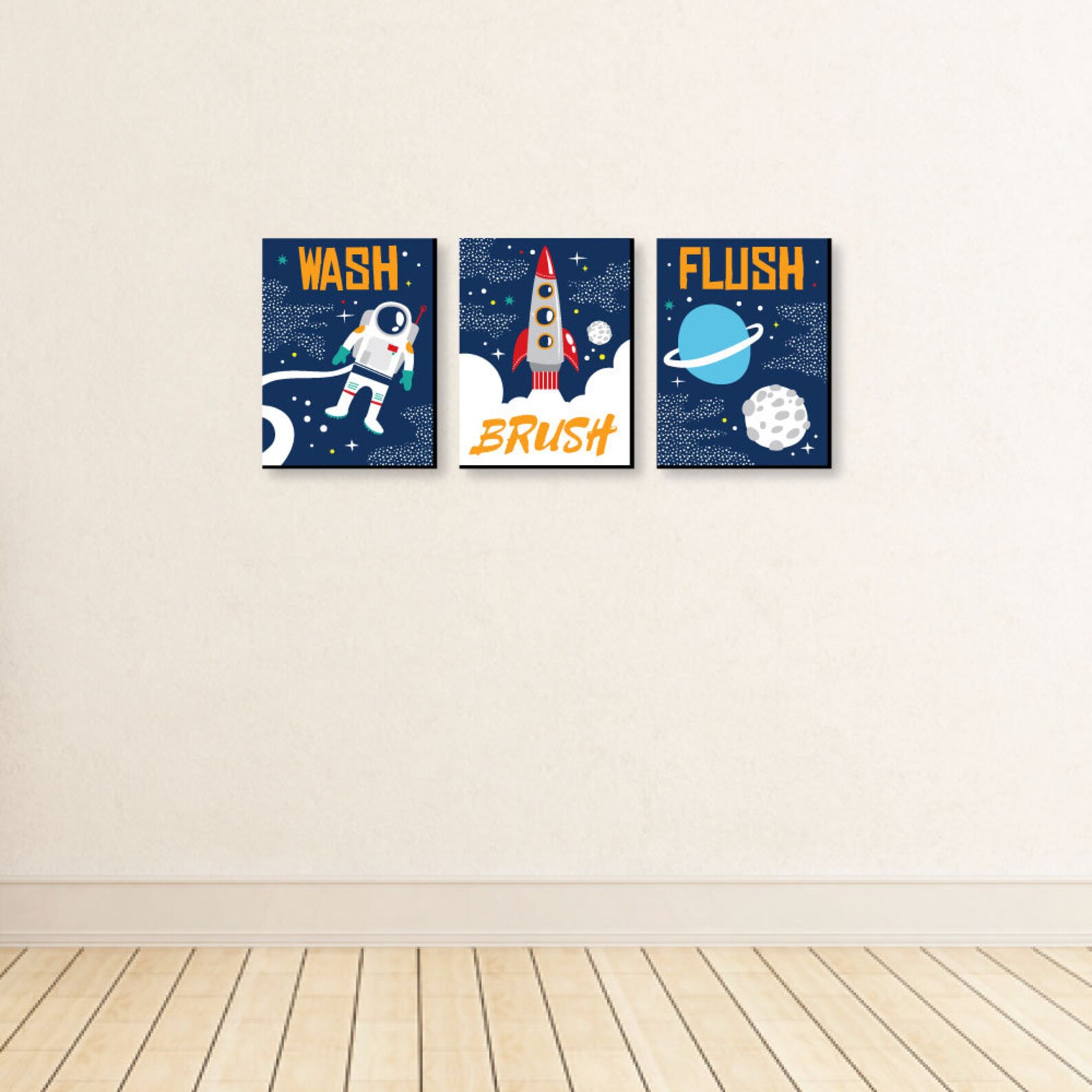Blast off to Outer Space - Kids Bathroom Rules Wall Art Décor - 7.5” X ...