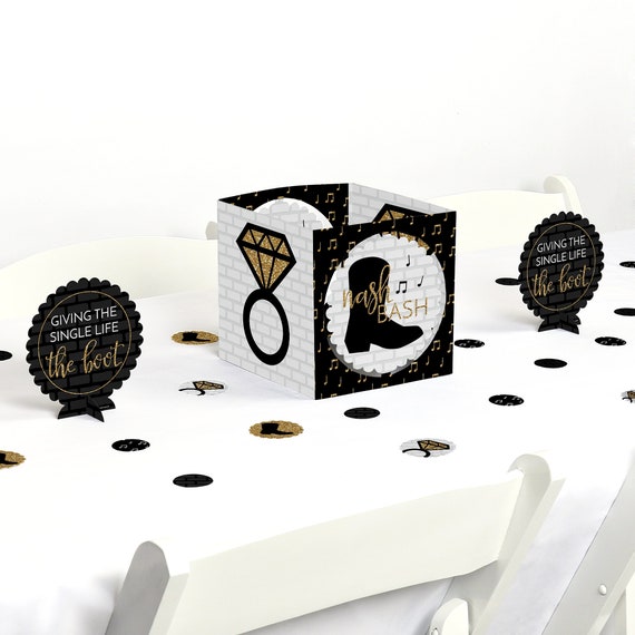 Nash Bash - Nashville Bachelorette Party Centerpiece & Table Decoration Kit - Bridal Shower Decor - Black and Gold Party - 39 Piece Set Il_570xn