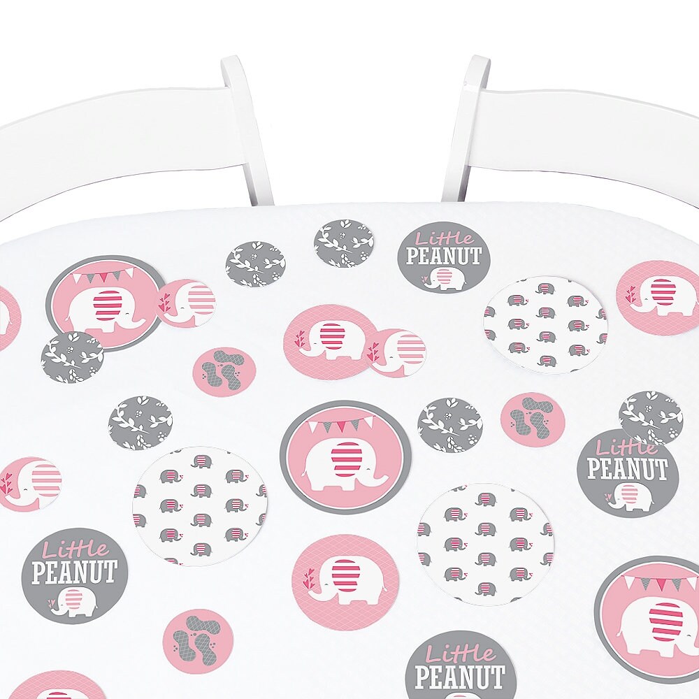 Pink Elephant Giant Circle Confetti Baby Shower or 1st Birthday Party Decorations Large Confetti Party Supplies 27 Count
