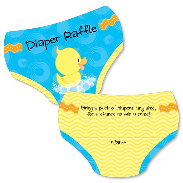 Ducky Duck - Diaper Shaped Raffle Ticket Inserts - Baby Shower Activities - Diaper Raffle Game - Set of 24