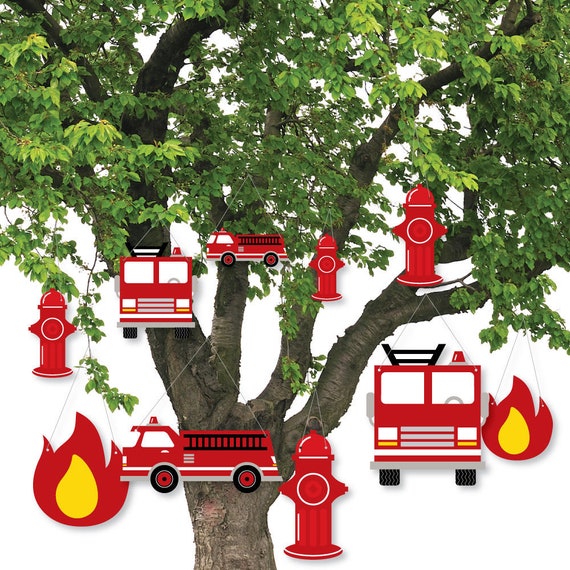 Hanging Fired Up Fire Truck Outdoor Firefighter Firetruck Porch