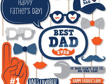 Happy Father's Day - We Love Dad Party Photo Booth Props Kit - 20 Count