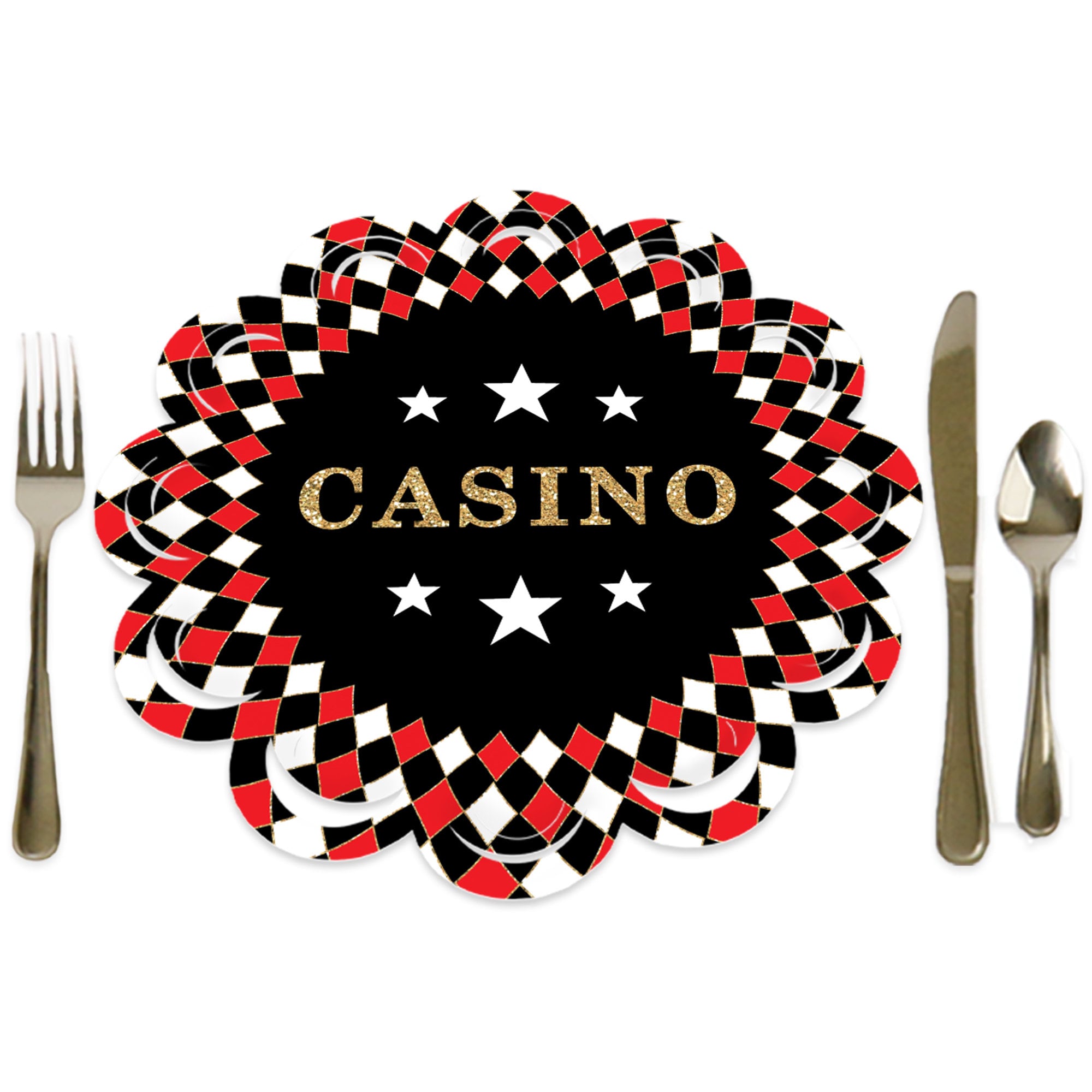 Las Vegas Casino Party Round Table Decorations Paper Chargers Place Setting For 12