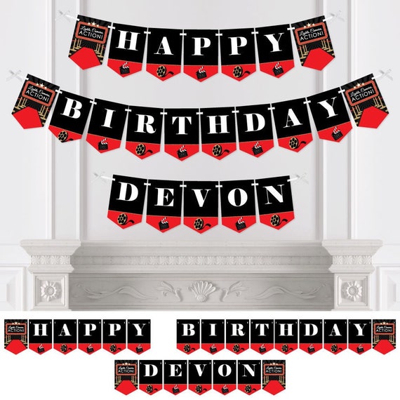 Personalized Red Carpet Hollywood - Custom Movie Birthday Party Bunting Banner & Decorations - Happy Birthday Custom Name Banner Il_570xn