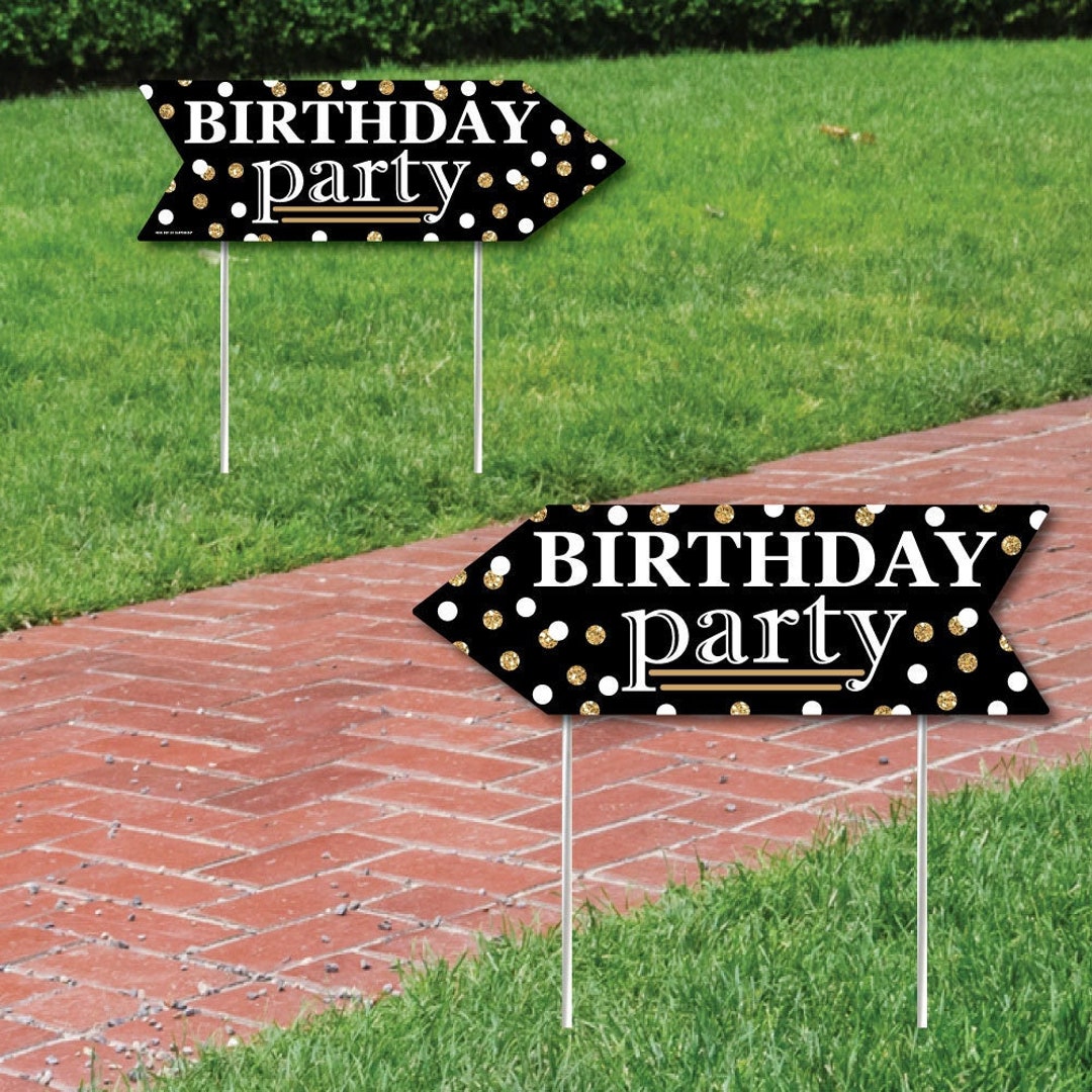 Adult Happy Birthday Gold Birthday Party Sign Arrow Etsy