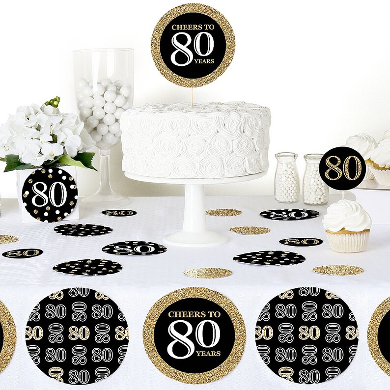 Adult 80th Birthday Gold Giant Circle Confetti Eightieth - Etsy