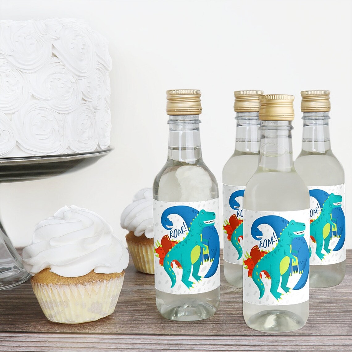 Roar Dinosaur Mini Wine and Champagne Bottle Label Stickers Etsy
