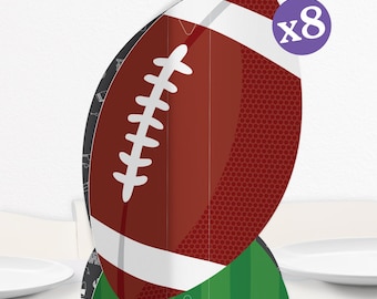 3D Football Centerpiece Table Decorations, Freestanding Sports-Themed Baby Shower or Football Birthday Party Centerpieces - 8 Count