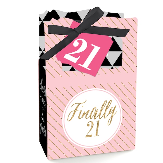 Finally 21 Girl - 21st Birthday - Party Favor Boxes - Set of 12 Il_570xn