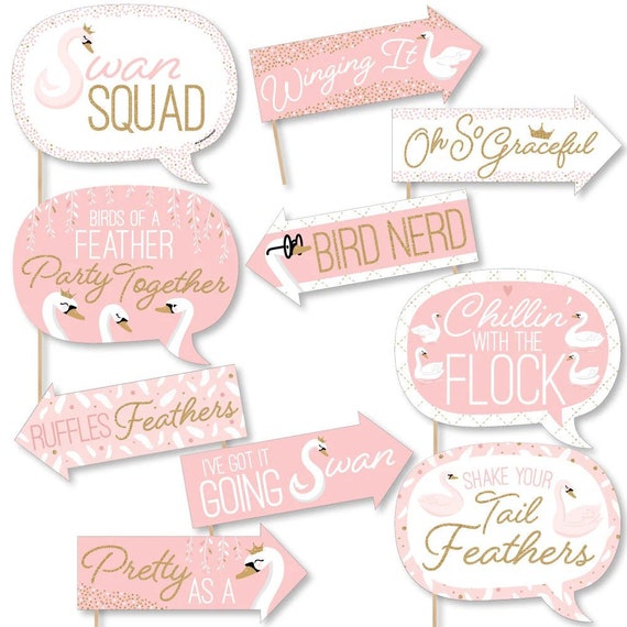Funny Swan Soiree - White Swan Baby Shower or Birthday Party Photo Booth Props Kit - 10 Piece Il_570xn