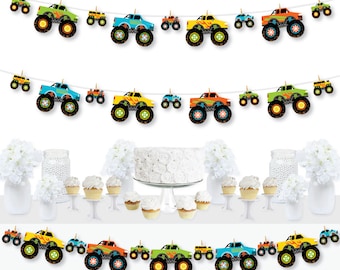 Smash and Crash - Monster Truck - Boy Birthday Party DIY Decorations - Clothespin Garland Banner - 44 Pieces