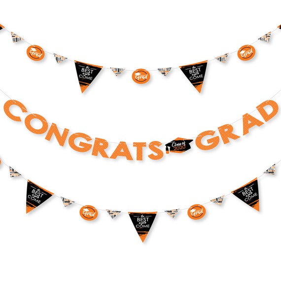 Orange Grad - Best is Yet to Come - 2020 Orange Graduation Letter Banner Decoration - 36 Banner Cutouts and Congrats Grad Banner Letters Il_570xn