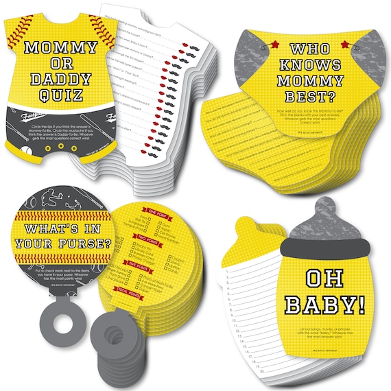 Grand Slam Fastpitch Softball 4 Baby Shower Games 10 Cards Each