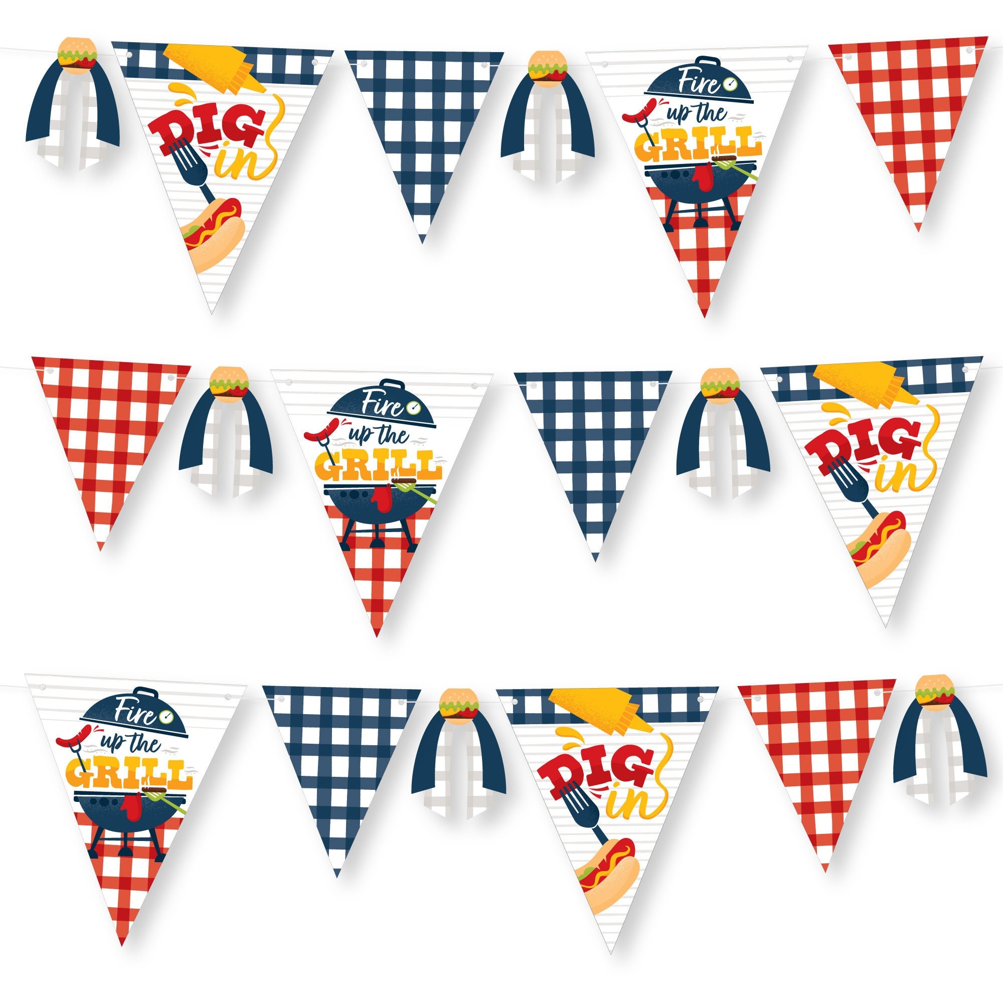 Fire up the Grill - DIY Summer BBQ Picnic Party Pennant Garland Decoration  - Triangle Banner - 30 Pieces - Etsy, image size:2000x2000