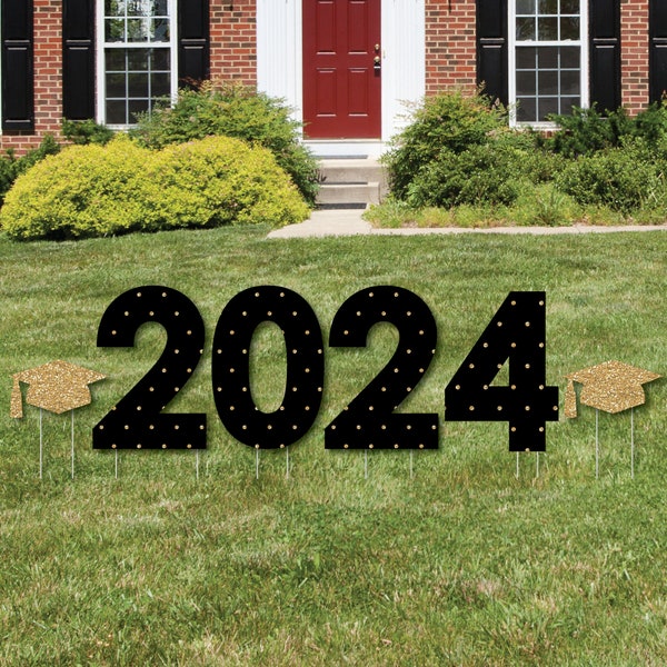 Tassel Worth The Hassle - Gold - Yard Sign Outdoor Lawn Decorations - 2024 Graduation Party Yard Signs - 2024